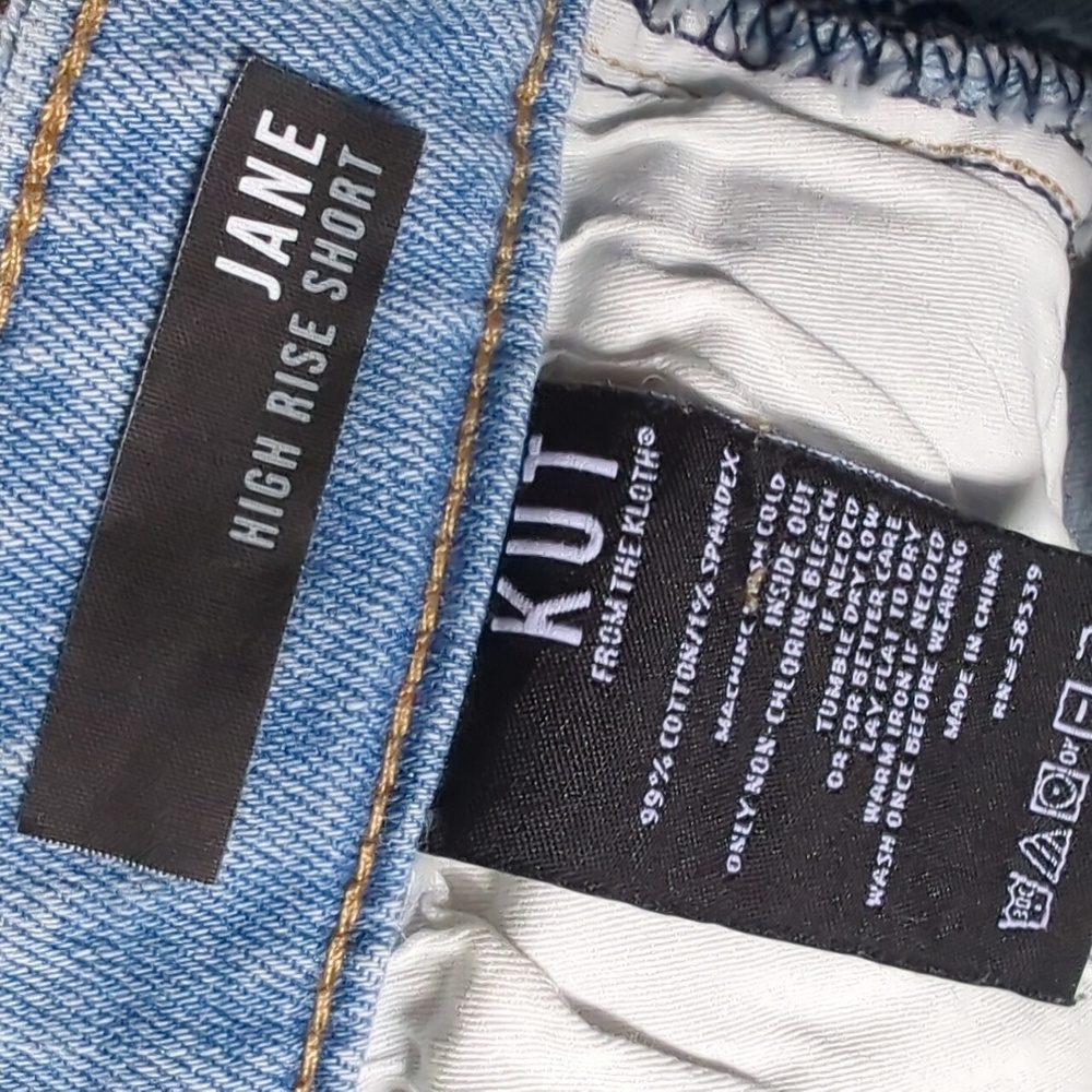 KUT From The Kloth Jane High Rise Women's Distressed Light Blue Denim Shorts - Picture 10 of 10